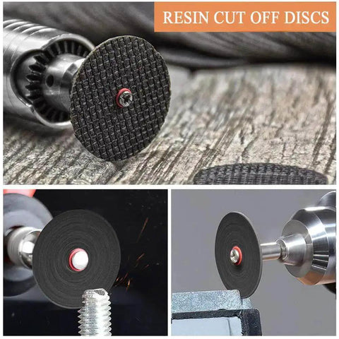32 Piece Rotary Tool Accessories Kit Dremel Compatible With Cutting Wheels And Discs For Wood And Metal DIY Projects, resin cut off wheels close-up
