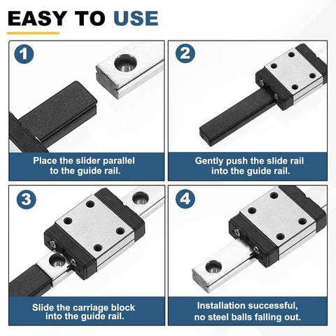 Step-by-step installation of 50Mm Linear Sliding Rail Guide with MGN7H Carriage Block for CNC machines and 3D printers.