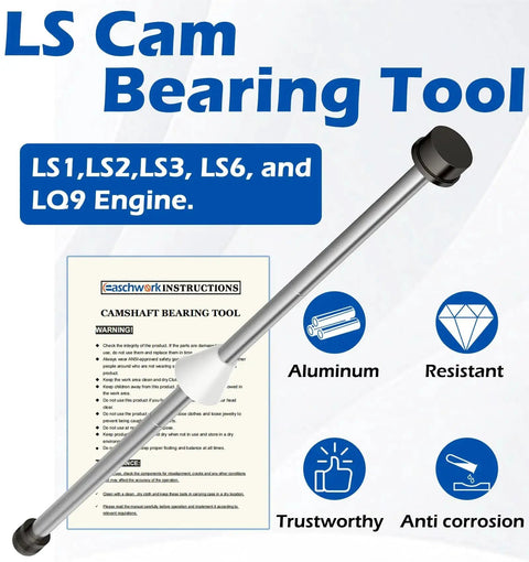 Cam Bearing Installation Tool for LS1 LS2 LS3 LS6 LQ9 with instructions and features like aluminum and corrosion resistance