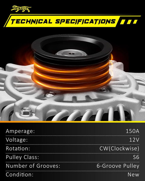 Beefed Up 3.0L 12V 150A Alternator With 6 Groove Pulley For Ford Fusion SE SEL Escape Limited XLT Mazda Tribute S Mercury