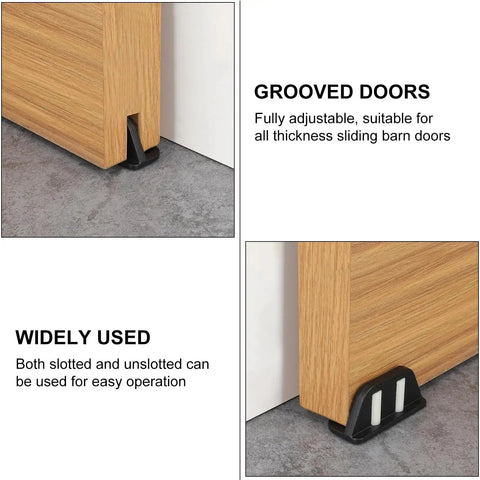 Two Plastic Wheels Barn Door Floor Guide With Bearing Design And Adjustable Rollers Bottom Mounted For Smooth Quiet Sliding