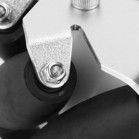 Close-up of 100mm Steel Mecanum Wheels Set For RC Robot Car With Nine Rubber Rollers, showing aluminum alloy chassis detail