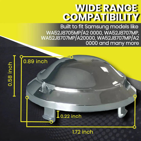 Two-pack Samsung washer pulsator cap replacement DC66-00777A, gray plastic, front view