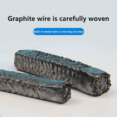 DRISSA PTFE-graphite braided packing, expanded graphite, 4x4mm bars, 9.8ft length for pump glands or valve stems