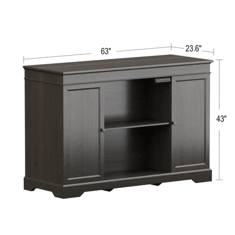 Hidden Motorized TV Lift Cabinet For 55 To 65 Inch Televisions With Storage And Remote Control in Modern Walnut Finish