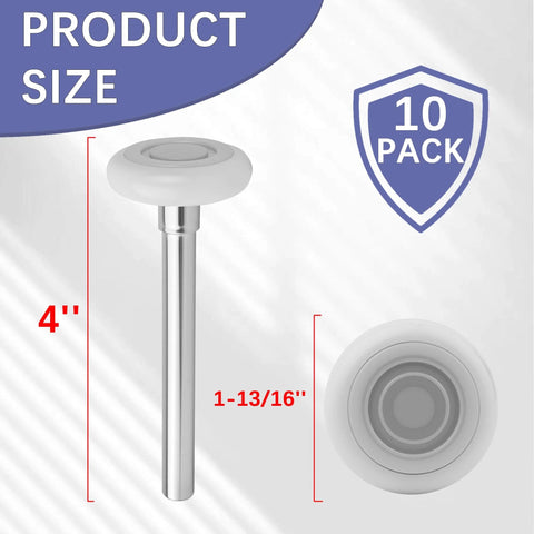 10 Pack 4 Inch Stem 2 Inch White Nylon Garage Door Roller With Protective Sealed Cap Dustproof Ultra Quiet Long Lasting Heavy Duty High Load Capacity Double Sealed Bearings Maintenance Free