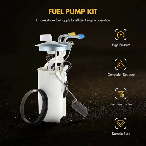 Front view of Beefed Up High Performance Electric Fuel Pump For 2002 2004 Chevy Suburban 1500 LS LT Z71 And GMC Yukon XL 1500 SLE SLT 5.3L V8 With OE Numbers E3560M MU1379 MU1050 67457 P74905M FG0811, showcasing components and features.