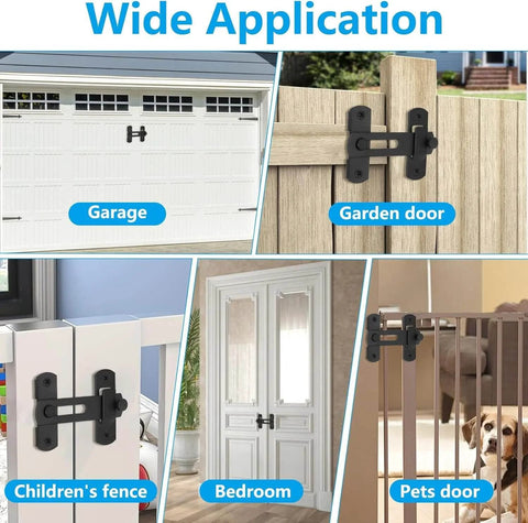 4 Inch Black Barn Door Lock Sliding Cat Door Latch Kit With No Fuss Easy Install And Rust Resistant Stainless Steel Hardware for various doors