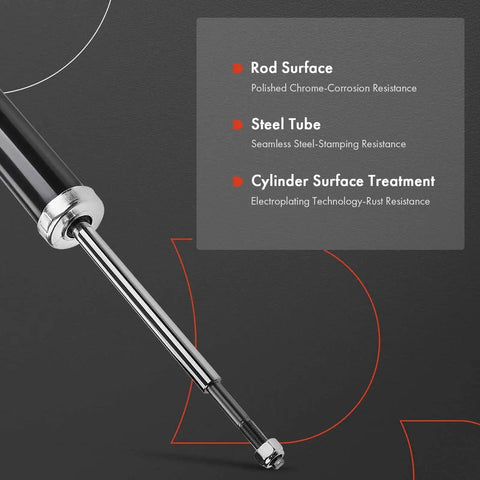 A-Premium rear shock absorber, side view; chrome rod and black cylinder.