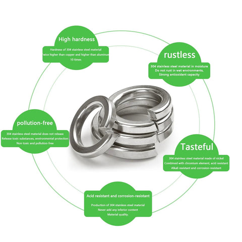 Spring lock washer set, 1100 pcs, 304 stainless steel, metric M2-M12, split washers for screws and bolts
