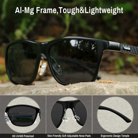 Driving Sunglasses For Men Dope Polarized UV400 Protection Metal Frame For Road Trips And Outdoor Adventures close-up view