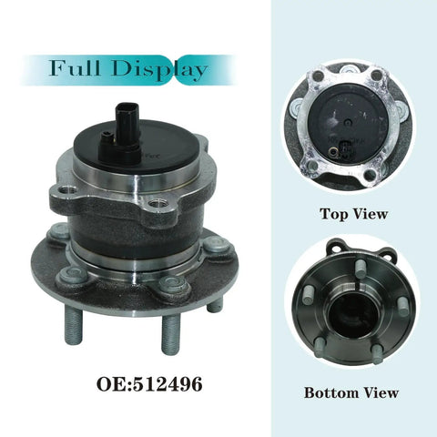Rear Wheel Hub Bearing Assembly For Ford Escape 2013 2019 C Max 2013 2018 And Lincoln MKC 5 Lug With ABS Sensor shown in top and bottom views
