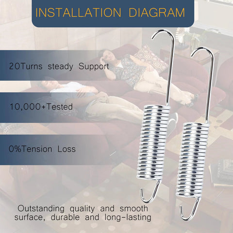 Basysion 4-1/2 inch recliner tension springs, stainless steel, 2-pack for sofa recliner mechanisms