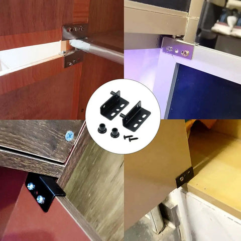 12 Pcs Pivot Hinges 1.57 Inch Concealed Heavy Duty Iron Hardware For Wood Doors Cabinets Drawers With 8mm Holes Black Finish Built To Last And Go To Quick Install, shown in various installation views.