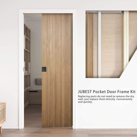 Pocket Door Frame Kit With 220 Lbs Two Way Soft Close For Double Doors 48 To 72 Inches Wide And 80 Inches High fully installed
