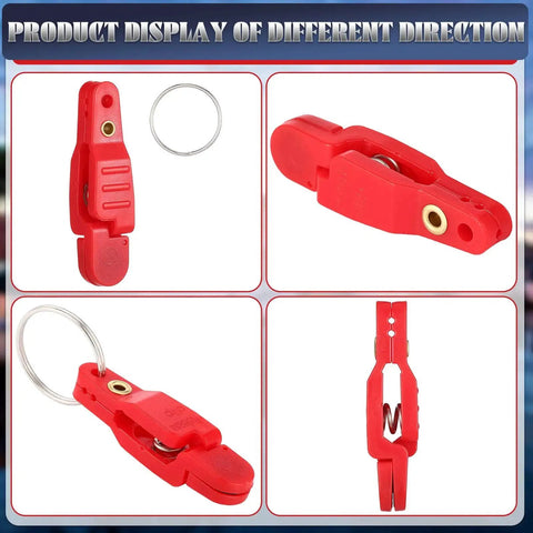 Heavy Tension Snap Release Clips Padded Trolling Clips with Key Ring, red, for offshore kites and downrigger fishing, 20 pack.