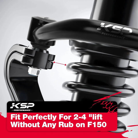 Close-up of 2-4 Inch Upper Control Arms For Ford F-150 2004-2020 Lift Kit, showing tubular black bolt-on design.