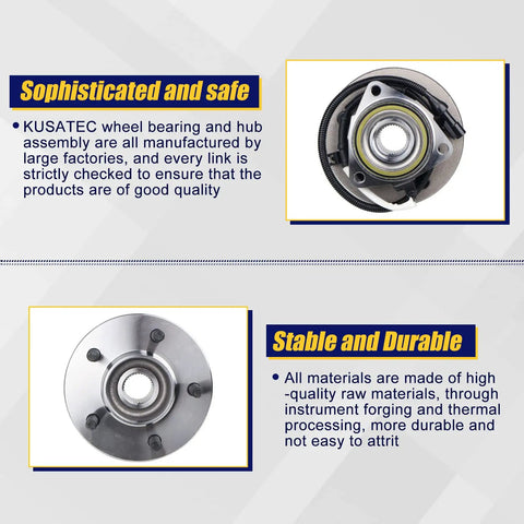Front Wheel Bearing Hub Assembly 2 Pack For Ford F150 2000 To 2004 With ABS 5 Lug Bolts 14mm Studs Front Hub Replacement For 4WD Heritage 2004 Premium Quality Direct Fit