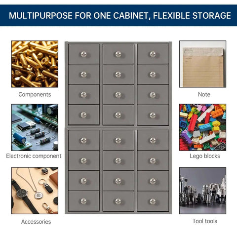 Heavy Duty 12 Drawer Metal Parts Cabinet For Workshop Garage And Office With Corrosion Resistant Galvannealed Steel