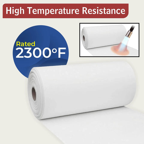 Ceramic fiber paper roll, 1/32 in thick, 24 in x 25 ft, 2300°F rated, non-asbestos gasket paper for stoves and kilns