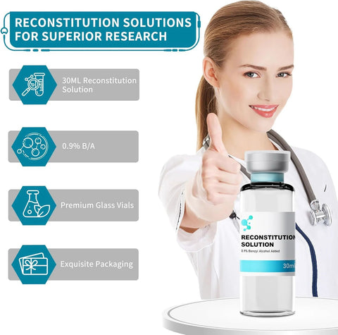 Reconstitution Solution bottle, 30 mL, premium glass vial with 0.9% Benzyl Alcohol Added