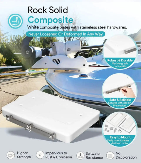 RTA 54 Composite Quick Release Bracket for Minn Kota Riptide Electric Steer Trolling Motors on boat deck