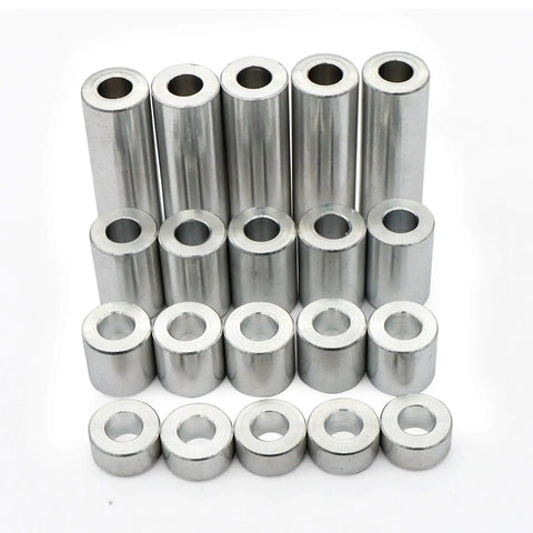 Durable 6061 aluminum spacers provide a smooth bearing surface for rotary applications, half inch OD, quarter inch ID, half inch length.