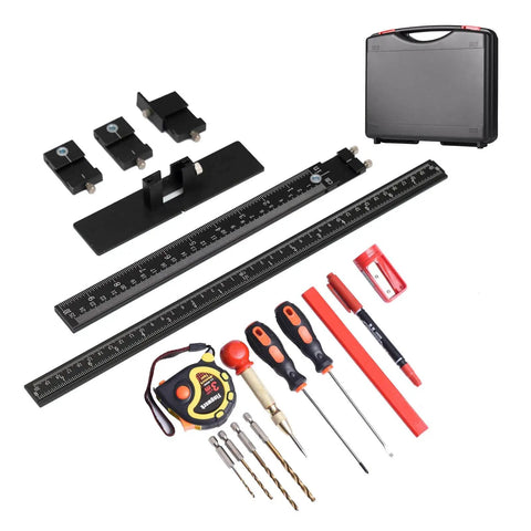 Pro Grade Cabinet Hardware Jig Tool Set, 14 Piece Aluminum Alloy Template For Drawer Fronts, Knobs, Handles And Pulls