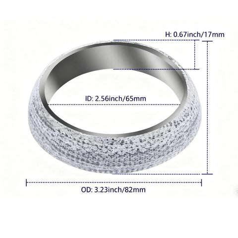 Exhaust donut gasket, 2 pcs, graphite material, 65mm ID x 82mm OD, 17mm thick