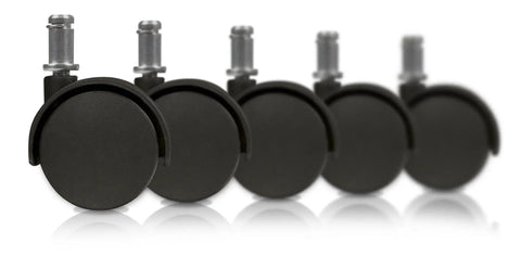 2 Inch Office Chair Wheels Replacement Set Of 5 Casters With Universal 7 Sixteenth Inch By 7 Eighth Inch Stem, Black Plastic