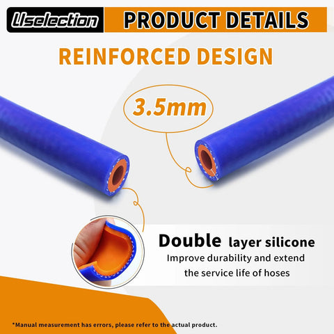 Two blue silicone heater hoses with orange inner lining, 1/2 inch ID, 5 ft length, reinforced double-layer design