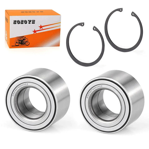 2 Pack Heavy Duty Rear Wheel Bearings For Polaris ATV And UTV Fits Sportsman Ranger RZR 400 500 570 600 700 800 900 1000 With OE Numbers 3515087 3514635 3514917 3585502 7710440 Built To Last, shown with circlips and packaging