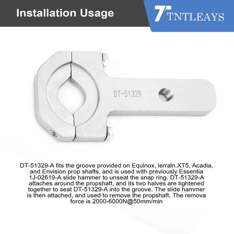 DT51329A Driveshaft Removal Adapter Tool for GM Vehicles With Chevrolet Equinox Traverse XT5 Supports J261901 Inertia Hammer