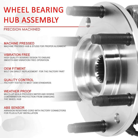 Front Wheel Bearing Hub Assembly With ABS Sensor Plug And Cable For Jeep Commander Grand Cherokee 2005 To 2010