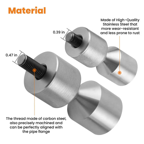 4 Piece Stainless Steel Flange Two Hole Alignment Pins Set In 1-1/8 Inch And 1-5/8 Inch Diameters For Quick Bolt Hole Alignment And Easy Install