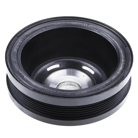 Harmonic Balancer Crankshaft Pulley for Mercedes Benz 3.5L V6, close-up, black steel with inner groove, 2012-2018 replacement.