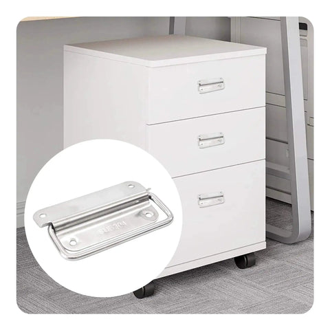 Beefy 4 Inch 304 Stainless Steel Ring Pull Handles 2 Pack With Foldable Ring And Mounting Hardware on white drawer cabinet