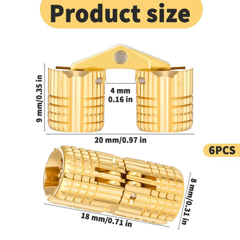 Six 8 Mm Hidden Brass Hinges With 24 Screws For Concealed Cabinet Hardware, 180 Degree Opening, Perfect For DIY Jewelry Box