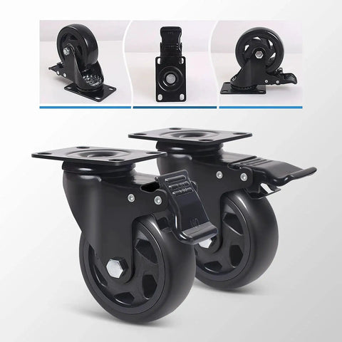 Heavy Duty 4 Inch Swivel Caster Wheels Set Of 4 With Dual Locking Brakes 2000lbs Capacity Polyurethane Plate Casters For Cart Furniture