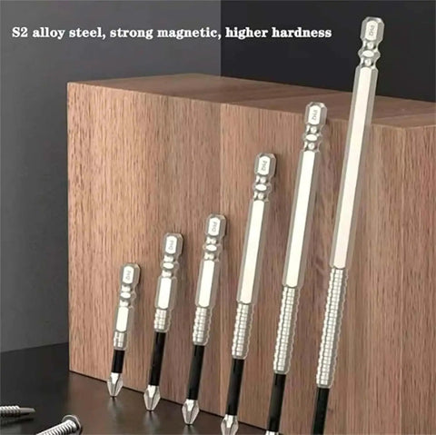 Magnetic Screwdriver Drill Bit Set Pro Grade with Anti Slip Grip and Heavy Duty Alloy Steel 60HRC, multiple bit sizes shown