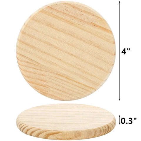 Unfinished Wood Coasters Set 24 Round 4 Inch Blank Drink Coasters With 96 Non Slip Foam Knots for DIY and craft projects