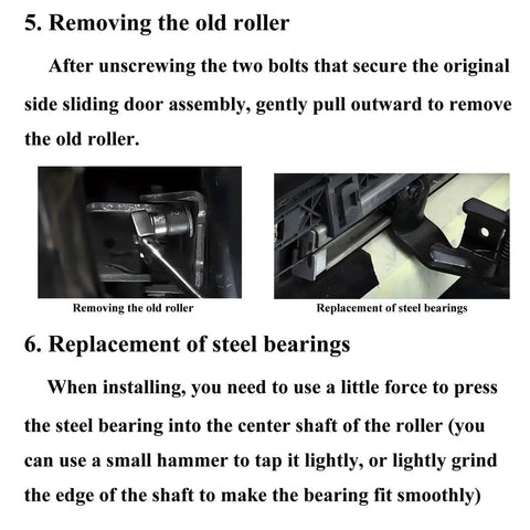 Removing old roller and replacing steel bearings on Honda Odyssey 2005-2010 side sliding door roller assembly 72521-SHJ-A21