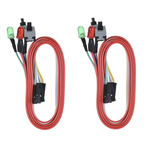 Two Pack 2 Pin PC Power Switch Cable With 27 Inch Front Bezel Push Button No Fuss On Off Reset For ATX Desktop Case LED Indicators Red And Green Includes HDD LED Signals