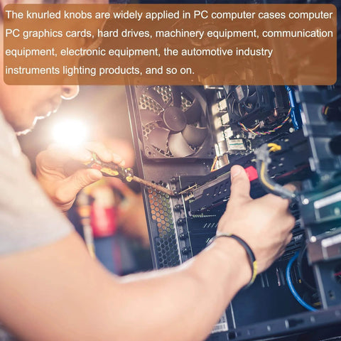 Person installing M3x6mm Knurled Thumb Screws 10 Pack Aluminum Alloy Black for PC computer cases in a drive bay