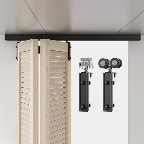 36 Inch Ceiling Mount Box Rail Hardware For Bifold Sliding Barn Doors Heavy Duty Aluminum Alloy Track Kit For Two Doors