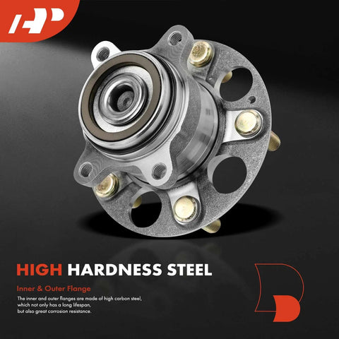 Close-up of Rear Wheel Bearing And Hub Assembly Two Pack For Honda Civic 2013 2014 2015 FWD 5 Lug, steel construction.