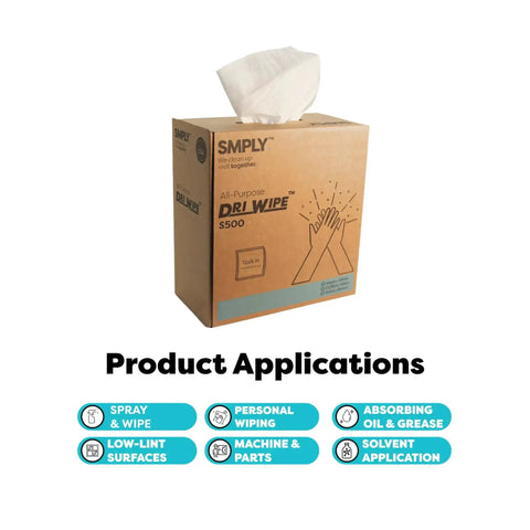 Dri-Wipe S500 All-Purpose Disposable Wipes, 176 Per Box, 10 Boxes, Center-Pull 8 By 12 Inch Sheets, Go-To Alternative