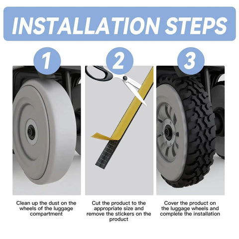 Steps to install Silicone Luggage Wheel Covers 8 Pack Noise Reducing Shock Absorbing Wheel Protectors Universal Fit For Suitcase Wheels And Office Chair Casters Cut To Fit Design Durable Protective Covers Black.