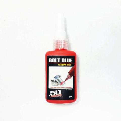 50ml bottle of 271 High-Strength Red Bolt Lock Thread Locker Glue, keeps nuts from loosening. Engine safe, works on any bolts or fasteners.