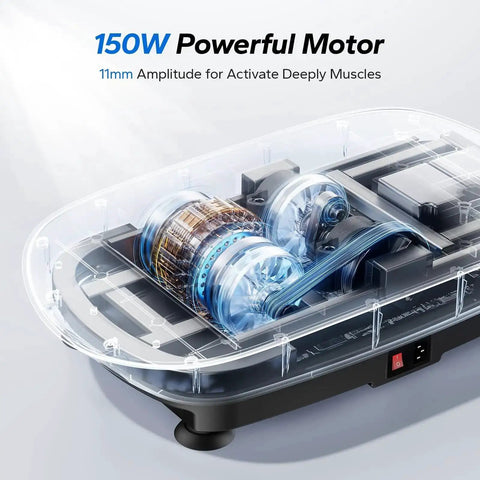 Vibration Plate Fitness Machine For Total Body Workout At Home With Auto Mode, 150W motor highlighted for muscle activation